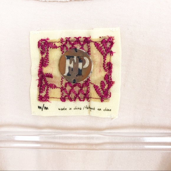 FREE PEOPLE TAUPE EMBROIDERED RHINESTONE SHIRT - Picture 2 of 4